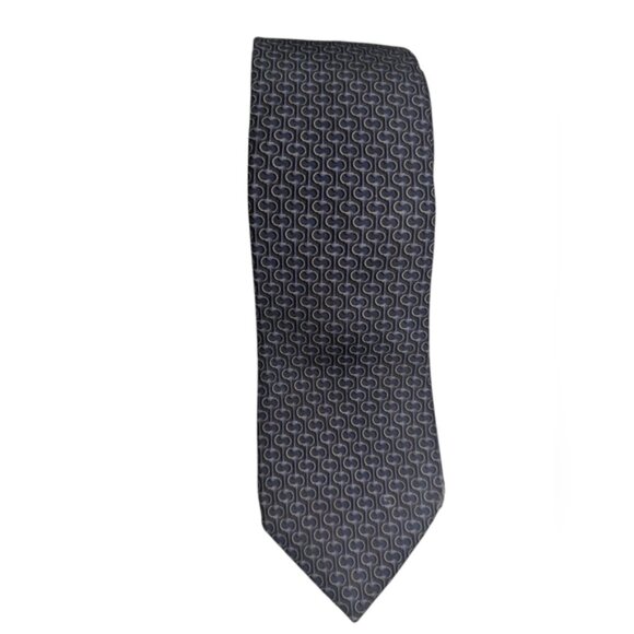 Authentic Gucci Blue Silk Printed Tie - Picture 1 of 11